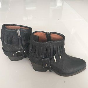 All Saints Black Fringe Western Booties - Size 7